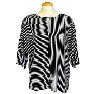 Women's Large Spense Black and White Striped Top
